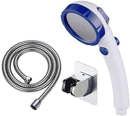 KAIYING Drill-Free High Pressure Handheld Shower Head with ON/OFF Pause Switch 3 Spray Modes Water Saving Showerhead, Detachable Shower-Head, (H:Shower Head (White & Blue)+Bracket+Hose)