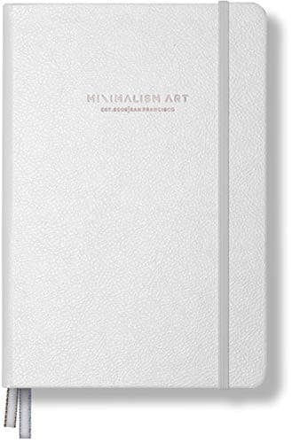 Minimalism Art, Premium Hard Cover Notebook Journal, Medium, A5 5.8" x 8.3", 4 Rulings in 1, White, 234 Numbered Pages, Gusseted Pocket, Ribbon Bookmark, Ink-Proof Paper 120gsm, San Francisco