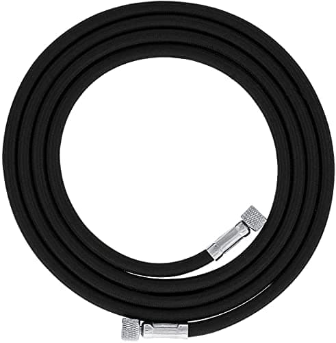 Autolock Airbrush Premium 10 Foot Nylon Braided Airbrush Hose with Standard 1/8" Size Fittings on Both Ends, 1/4" BSP Female and 1/4" Male, Black
