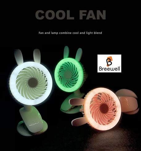 Breewell New Imported 360 Adjustable Fan with LED Light for Stroller Fan for Baby, Car Seat, Gym, Travel, Treadmill | Multi Color