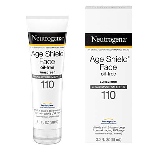NeutrogenaAge Shield Face Lotion Sunscreen with Broad Spectrum SPF 110, Oil-Free & Non-Comedogenic Moisturizing Sunscreen to Prevent Signs of Aging, 3 fl. oz