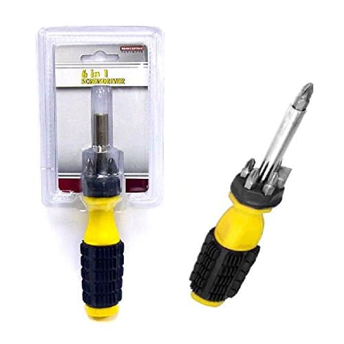 6-in-1 Interchangeable Screwdriver-6 Types of Head Tips, Flat and Phillips, (Pack of 2)