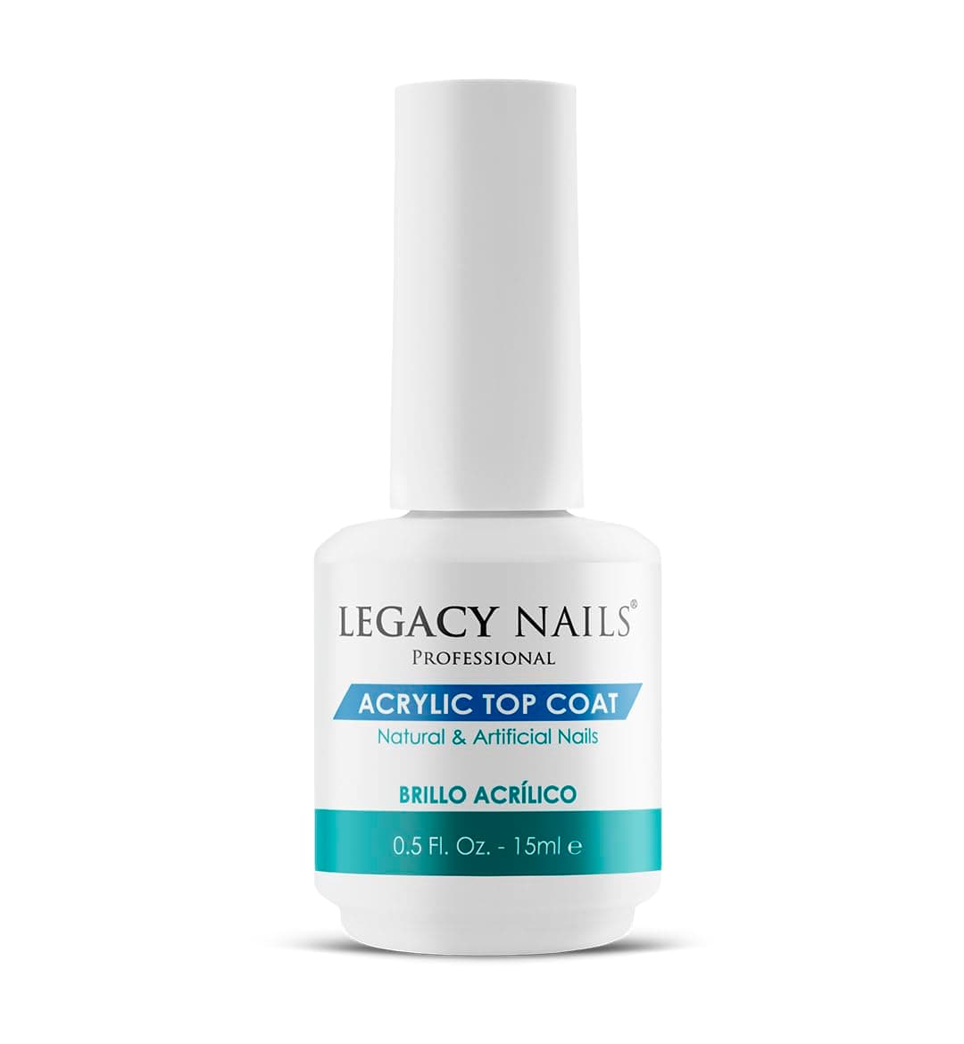 Legacy Nails Acrylic Top Coat 15ml / 0.5 FL.oz. Beauty and a shiny finish to acrylic, gel, and natural nails. Avoids nicks, chips, or smudges. Not need UV or LED lamp.