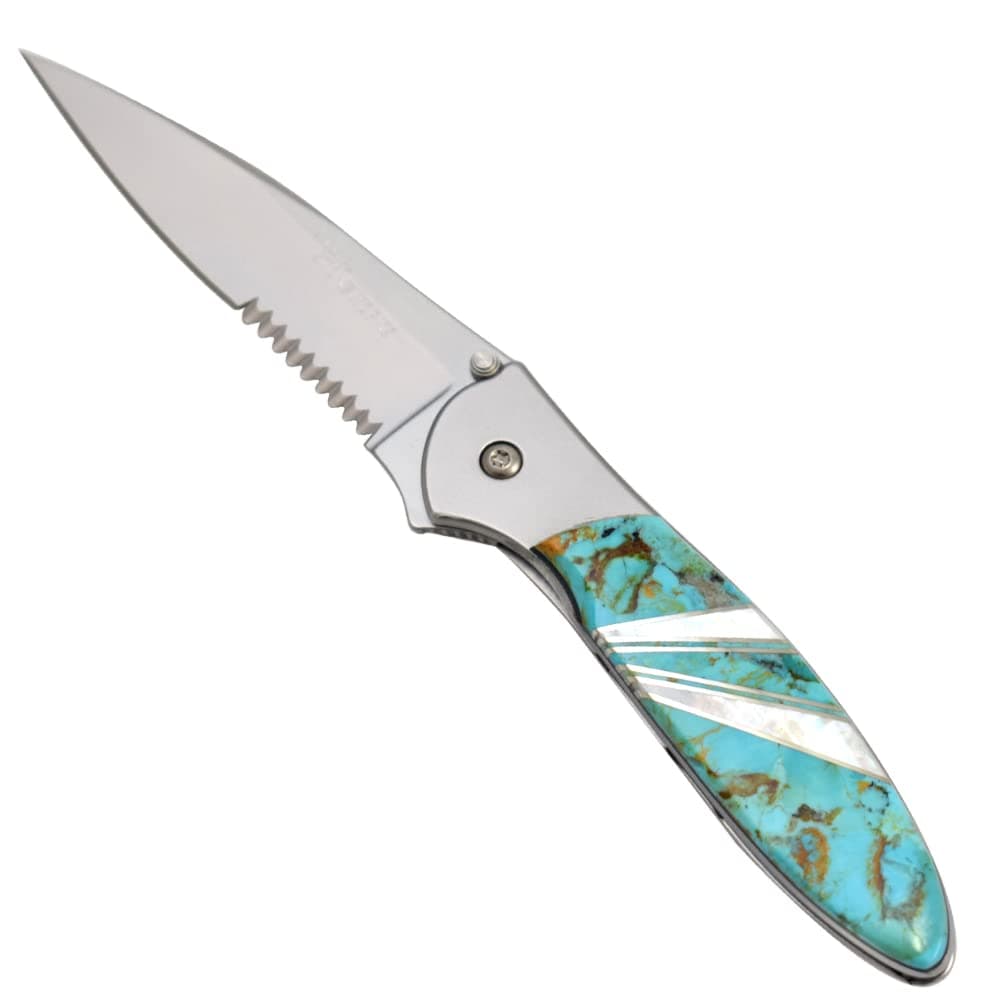 Kershaw Leek American-Made Folding Pocket Knife with Artisan-Crafted Natural Turquoise Stone Handle