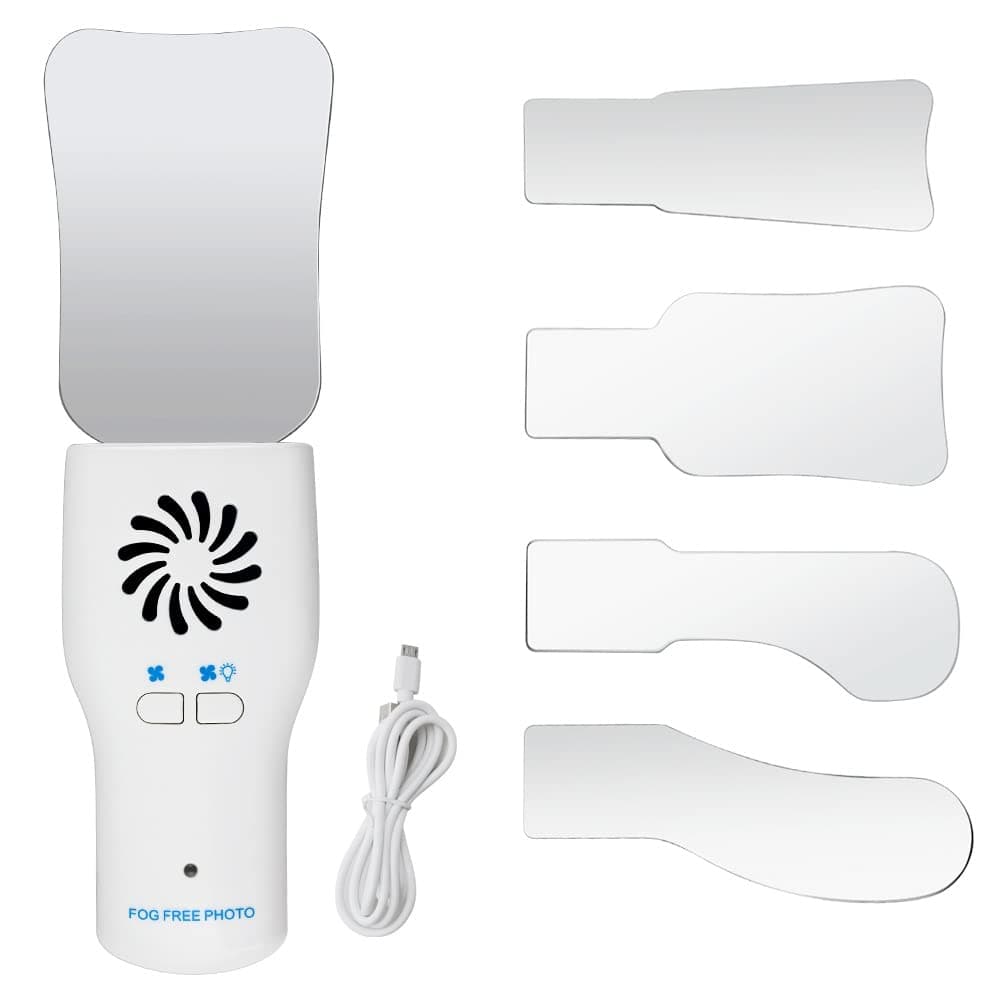 Dental Fog Free Intraoral Photography Mirror Automatic Electric Dental Occlusal Mirror Defogging Reflector Stainless Steel Reflectors with LED Light