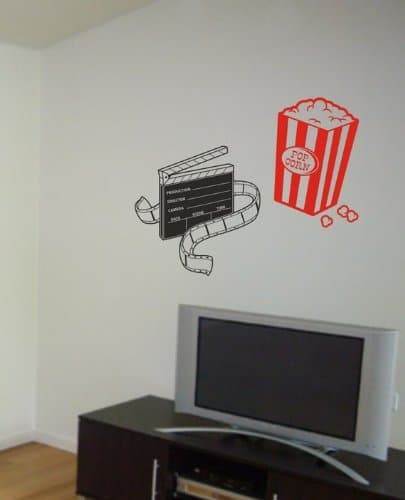 Movie Clipboard and Popcorn Tv Room Wall Decal Sticker Home