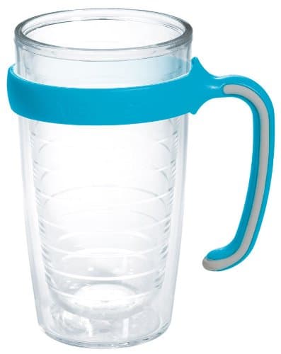 Tervis Handle Made in USA Double Walled Insulated Plastic Tumbler Travel Cup Keeps Drinks Cold & Hot, Fits 16oz Tumbler, Blue