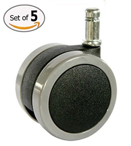 The Premier Office Chair Caster Wheels PU Large 60mm (2.5”) Black & Grey. - Standard Size Wheel Will fit Most Chairs. Perfect for Hardwoods or Carpet. Quiet & Smooth! The Guaranteed!