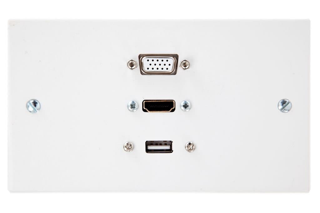 HDMI, SVGA, USB A Wall Plate / Face Plate - 25 Metre - Supplied with Backbox / Installation Ready.