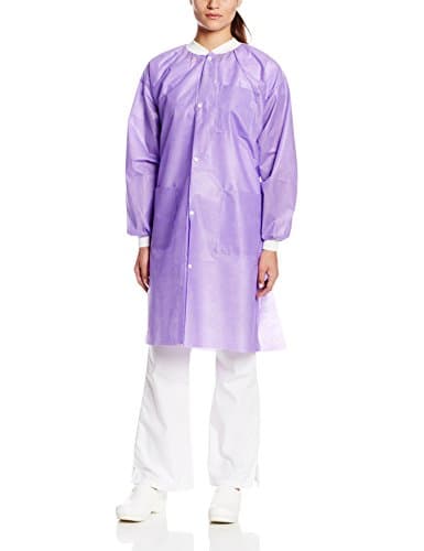 ValuMax Easy Breathe Cool and Strong, No-Wrinkle, Professional Disposable SMS Knee Length Lab Coat, Purple, Pack of 10