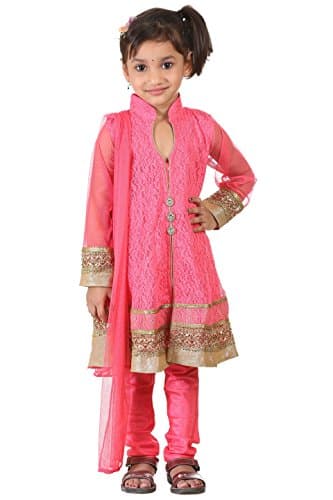 Ashwini Little Girls' Netted Embroidery Salwar