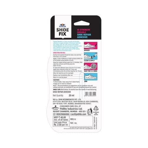 Pidilite Fevicol Shoefix High Strength Durable Shoe and Footwear Repair Adhesive, 20 ml