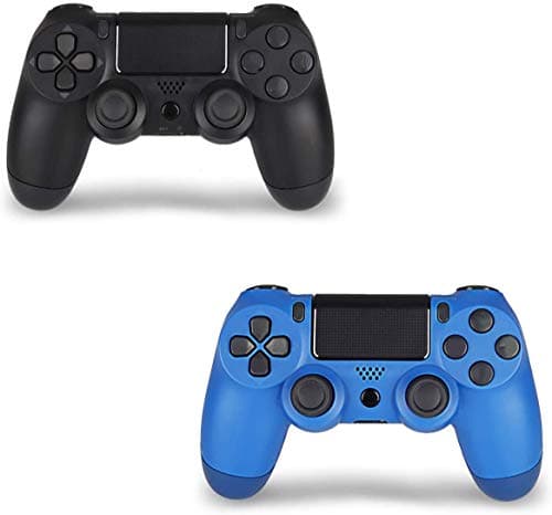 AUGEX Wireless Game Controllers, Controller Remote Control with Charging Cable and Double Shock (Black and Blue)