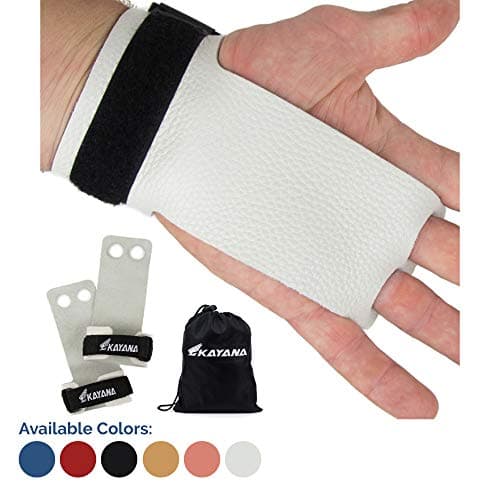 KAYANA 2 Hole Leather Gymnastics Hand Grips - Palm Protection and Wrist Support for Cross Training, Kettlebells, Pull ups, Weightlifting, Chin ups, Workout, & Exercise