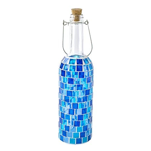 Time Concept LED Mosaic Bottle Lamp - Block Blue - Table Centerpiece, Home Decor, Battery-Operated