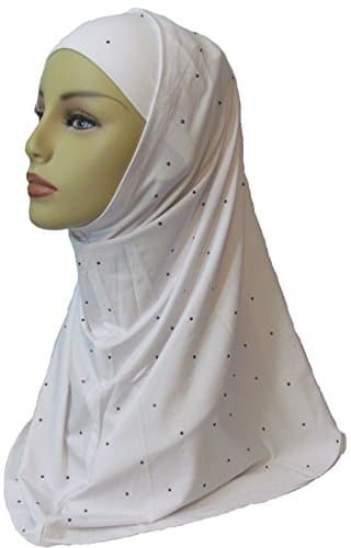 2 Pc Amira Hijab with Black Mirrored Applique