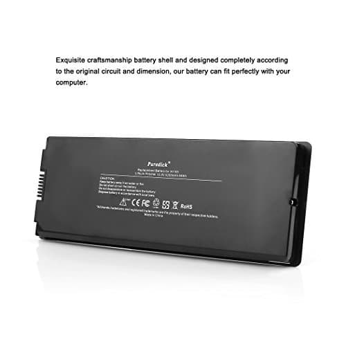 Puredick New Laptop Battery for Apple Macbook 13" Apple A1185 A1181 MA254 MA255 MA472 MA561 MA566 MA700 MA701 MB061 MB062 Series - 12 Months Warranty[Li-Polymer 5200mAh 56Wh 10.8V]--Black