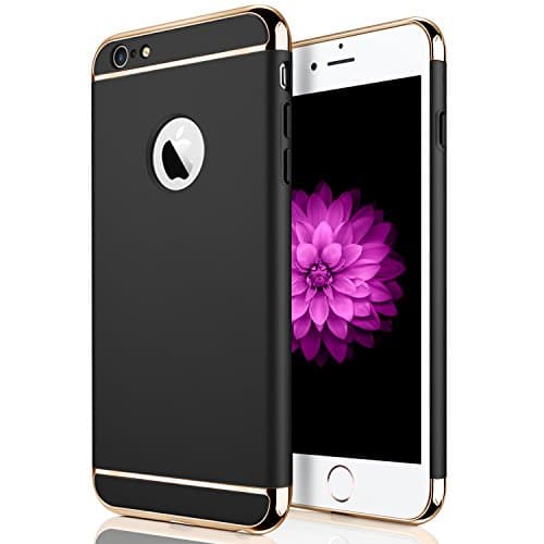 iPhone 6/6s Plus Case, Seekfull Ultra Thin 3 In 1and Slim Hard Shockproof Case Coated Non Slip Matte Surface with with Tempered Glass Screen Protector for Apple iPhone 6/6S Plus (5.5'') (Black)