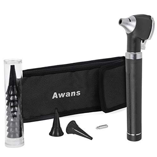 Awans Mini Compact Pen Led Torch/Light, Fibre Optic Otoscope with Pouch Spare Bulb and Accessories
