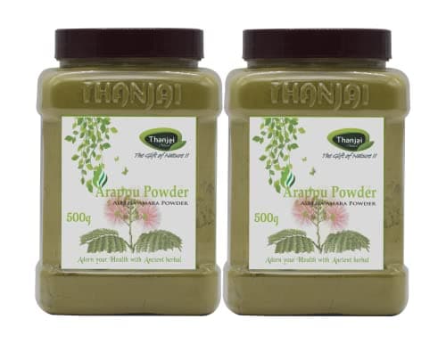 Thanjai Natural 1kg Organic Traditional Albizia Amara/Arappu Powder Jar (500g x 2, Jar)