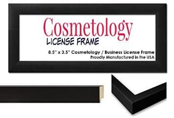 Simple Black Wood Business/Cosmetology License Frame - 8.5 x 3.5 inches