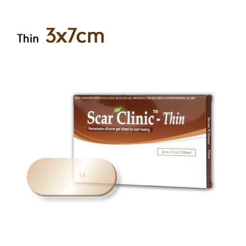 Scar Clinic Thin 1.18"x2.75 Thin Semi-Transparent Scar Healing Gel Sheet