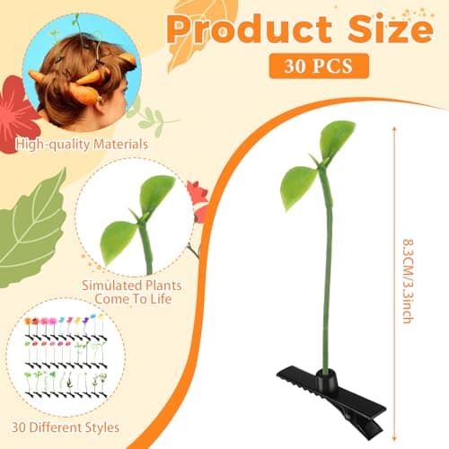 30 Pcs Bean Sprout Hair Clips Rave Mixed Style Plant Hairpins Hair Accessories for Party Irish(Sweet)