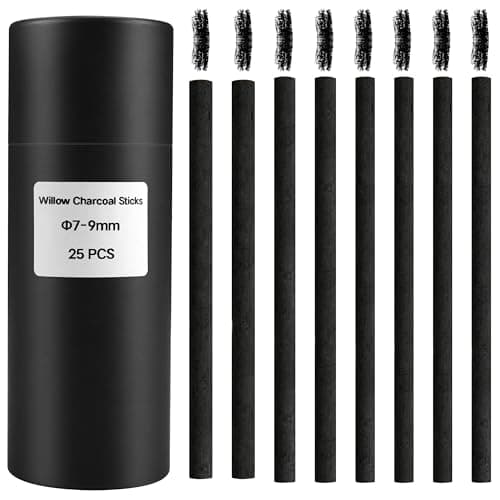 MyLifeUNIT Drawing Charcoal Sticks, 25 Pcs Sketch Charcoal Bar Pencils (7-9 mm Dia)