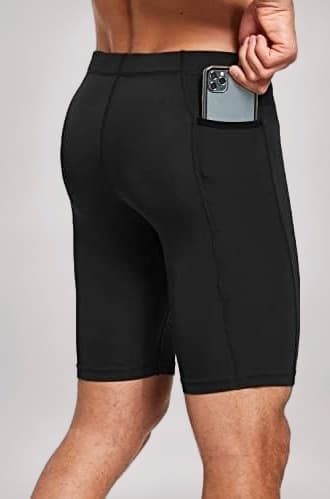 NEVER LOSE Gym Compression Men's Skin Tight Shorts with Mobile Pocket for Gym, Running, Cycling, Swimming, Cricket, Yoga, Football & Many More Sports