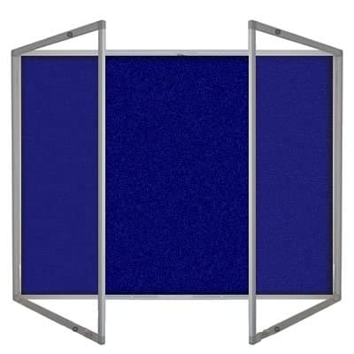 Tamperproof Lockable Noticeboard Class 1 Aluminium Framed 2400mm x 1200mm, Oxford Blue, Double Doors