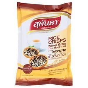 Sukantha Rice Crisps Whole Grain Thai Jasmine Rice with Sesame Snack 60 G.