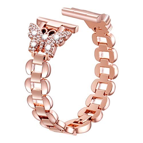 SHGM Bling Band Compatible Watch Band 38mm 40mm 41mmWatch Series SE/7/6/5/4/3/2/1/SE, Diamond Rhinestone Stainless Steel Metal Wristband Strap, (Rose gold 38/40mm and white Diamond)
