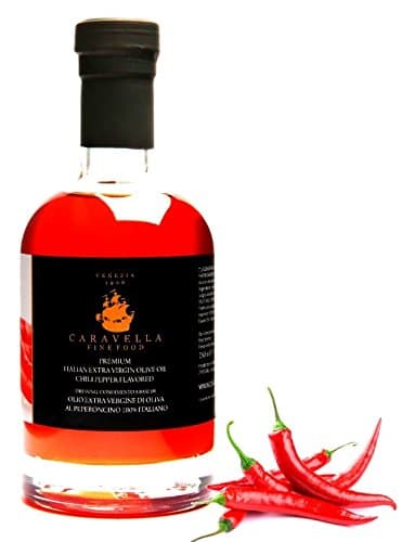 Caravella Premium Italian High Quality Extra Virgin Olive Oil from Sicily Chilli Pepper Flavoured 250 ml Organic, Directly from Venice