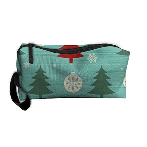 Christmas Tree With Snow Pattern Makeup Cosmetics Pouch Travel Hanging Organizer Kit Bag