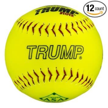Trump ASA 12" Leather Softballs - 52cor/.300 Compression 1 Dozen / 12 Balls (MP-RP-ASA-Y)
