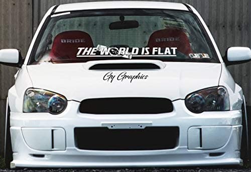 The World is Flat Windshield Decal Car Sticker Banner Graphic for WRX STI Legacy Forester Outback Levorg Impreza BRZ (38")
