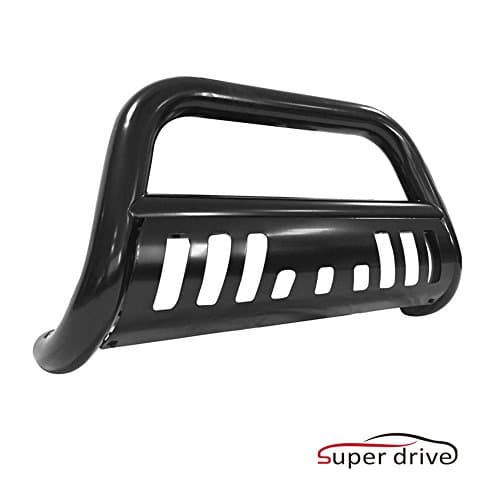 SUPER DRIVE B02G0800 - for 1994-2001 Dodge Ram 1500 1994-2002 Dodge Ram 2500 3500 Black Powder Coated Steel Bull Bar Brush Grill Bumper Guard with Skid Plate & Light Holes