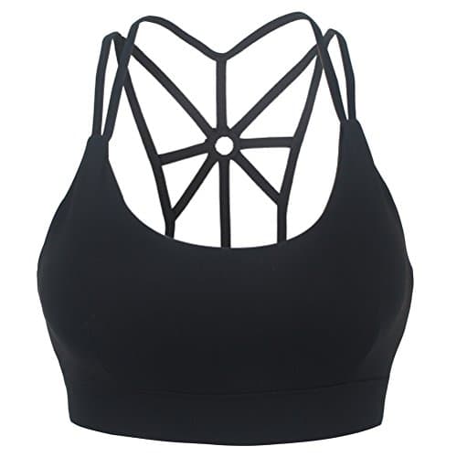 YEYELE Women's Criss Cross Back Removable and Wireless Pads Tank Top Yoga Sports Bra(Black S)
