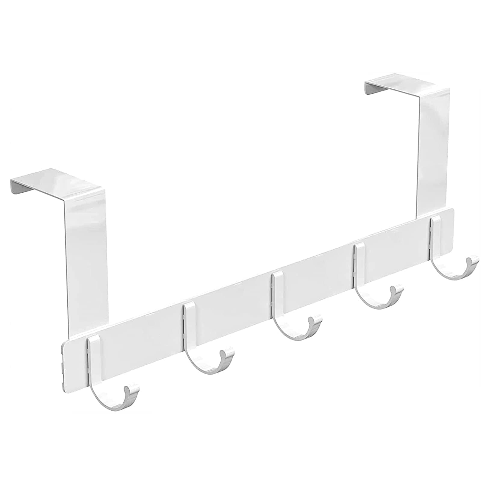 Over Door Hanger, 5 Hooks Door Hanger, Door Hooks Storage Organiser for Bedroom, Coat, Hat, Purses, Bag, Clothes, Towel, White