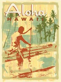 Aloha Outrigger Metal Sign: Surfing and Tropical Decor Wall Accent