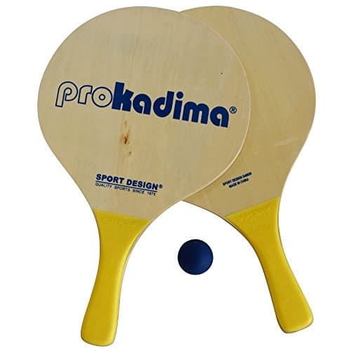 Pro Kadima Paddleball Beach Game, 2 Players, Wooden Paddle & Ball, Ages 6+