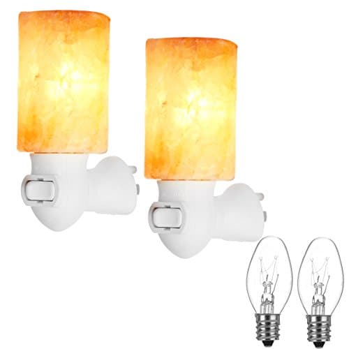 Himalayan Salt Lamp Hisoo Natural Crystal Salt Rock Lamp Wall Night Light for Air Purifying Bedroom Office Decoration Lighting (2pack)