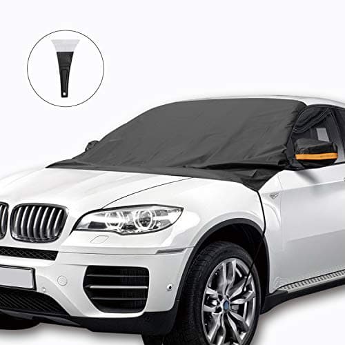 MALLMALL6 Windshield Snow Cover XL Car Ice Shield Frost Guard All Seasons Winter Windscreen Protector Fits Car Pickup Truck SUV Van with Mirror Snow Covers Ree Ice Scraper Travel Pouch 96"x57"