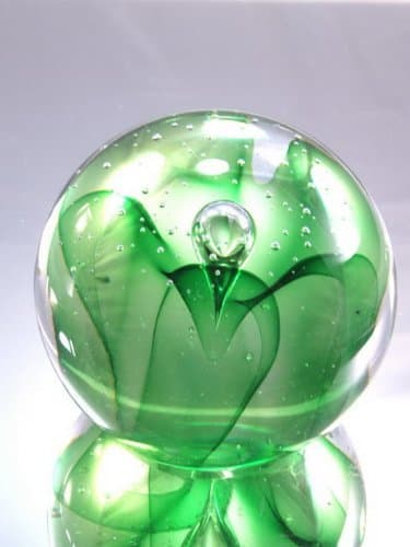 M Design Art Handcraft Green Teap Drop Rainbow Glass Paperweight [Kitchen]