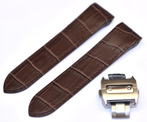 23mm Brown Leather Band Strap with Clasp Replacement for Cartier Santos 100XL