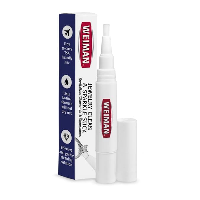 Weiman Jewelry Cleaner & Sparkle Stick - Portable, On-The-Go Cleaning for Diamond Engagement Rings, Wedding Rings, Gemstones, Necklaces, Earrings, Bracelets