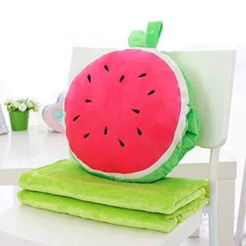 Cute Cartoon Fruits Plush Toys Throw Pillow Blanket Set with Hand Warmer 3 In 1 Design for Home, Office ,Aircraft,Travel