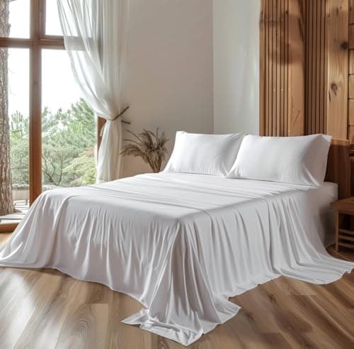 Westbrooke Egyptian Cotton Sheet Set | King Size Sateen Sheets - 4 Piece Long Staple Cotton Bedding Set with Elasticized 15.5" Deep Pocket - Soft, Breathable Luxury Sheets - Vanilla