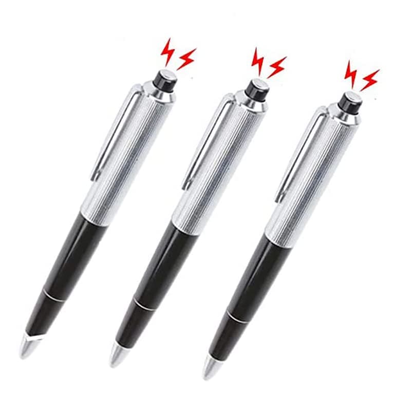 3pcs Shocking Adult Prank Prop Joke to Friends Electric Shock Pen Shape Trick Gag Gadget Funny for Fool's Day Halloween