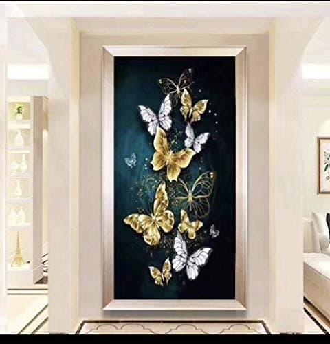 RAILONCH Butterfly 5D Diamond Painting by Number Kit DIY Full Drill Home Wall Decor (60x90cm)